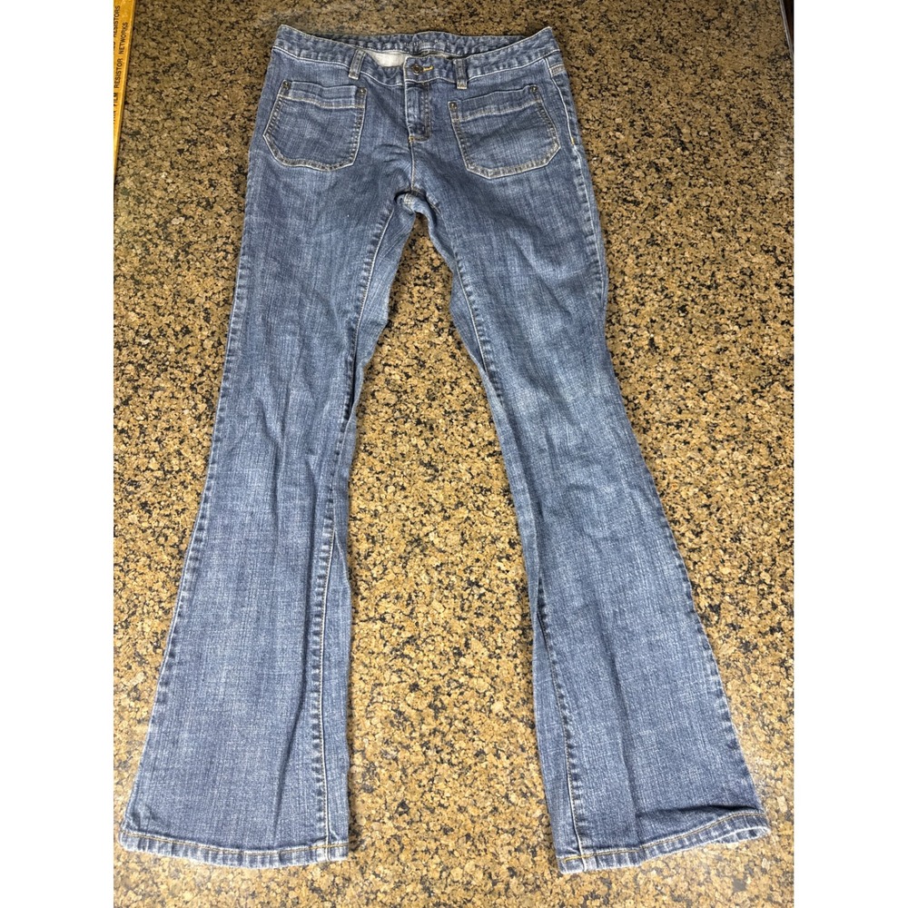Michael Kors Blue Denim Flare Patch Pocket Jeans Size 6 Medium Wash Bootcut